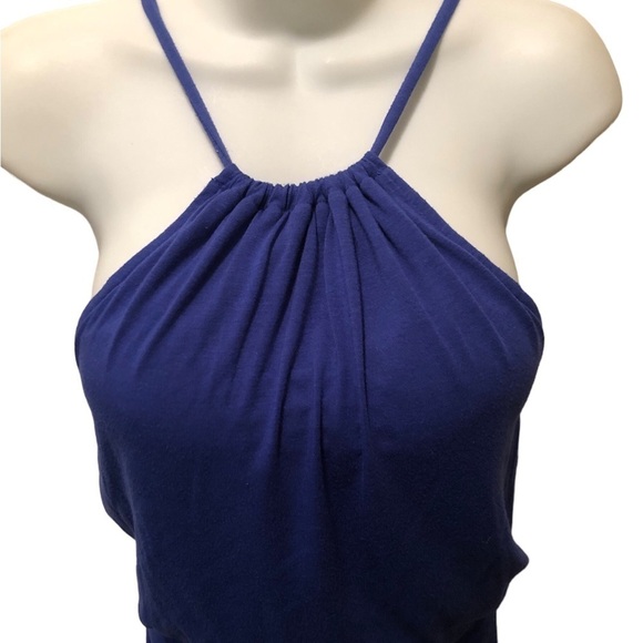 Athleta High~Low Halter Sundress Sz. S Purple Lined Removable Pads Tied Waist - Picture 4 of 8